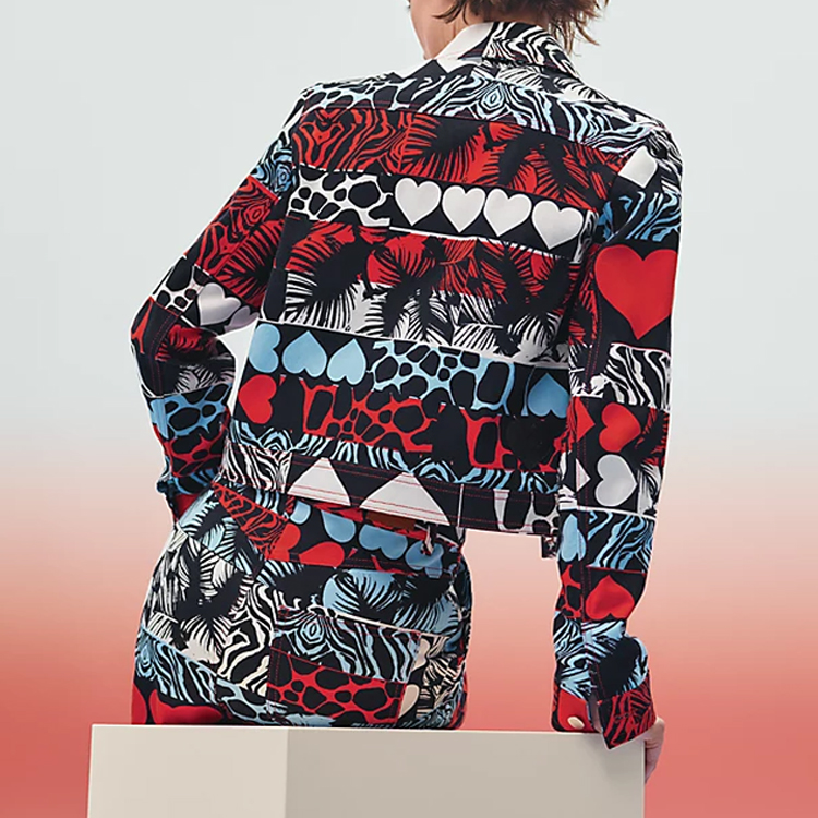 Lookbook (Women) HERMES SS23 Pattern Print Denim Jacket Multicolor H3E0251D119