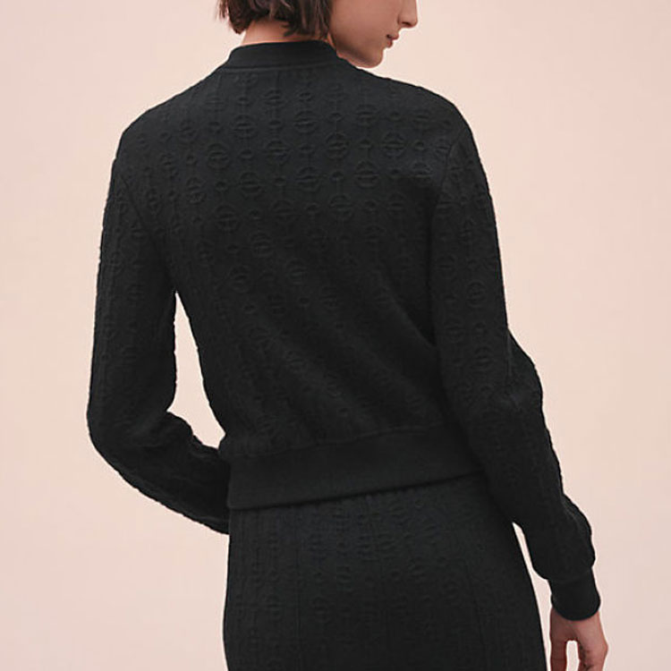 Shop (W) Jaket Zip Jacquard Motif HERMES SS23 Wanita Hitam H2E2201D302