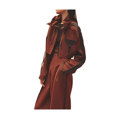 (Women) HERMES SS23 Women’s Short Color-Block Zipper Jacket in Brunetel Color H3E0204DPX9