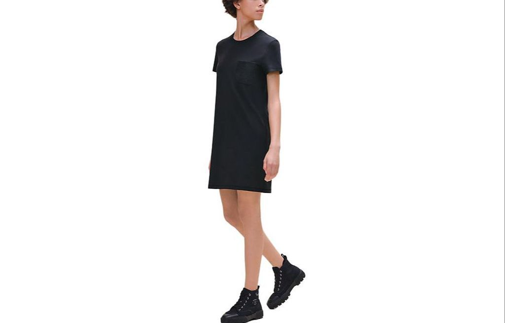 Order (Women) HERMES SS24  Black Blue Short Sleeve Pocket Casual Mini Dress. H4E4515DA5H