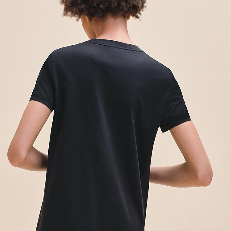 Sizing (Women) HERMES SS24  Black Blue Short Sleeve Pocket Casual Mini Dress. H4E4515DA5H