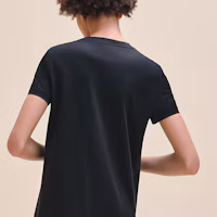 Sizing (W) 에르메스 SS24 블랙 블루 숏 슬리브 포켓 캐주얼 미니 드레스. H4E4515DA5H
