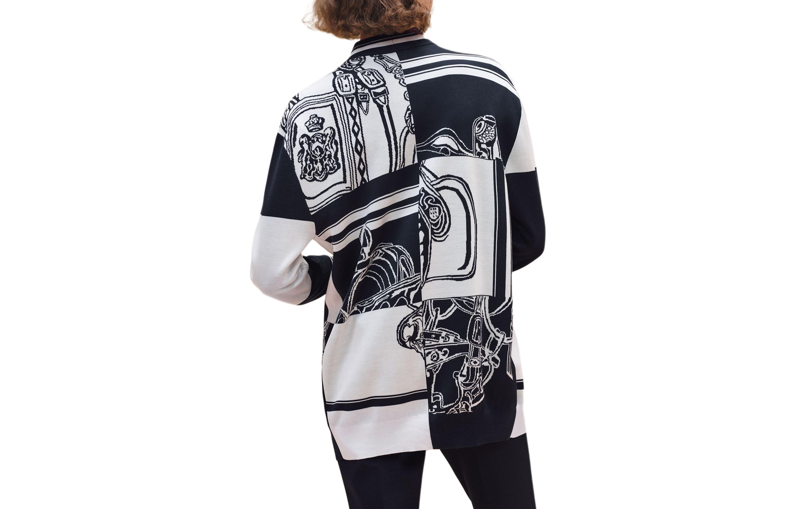 Lookbook (W) エルメス SS24 ブラックカラーブロック Vネック ニットカーディガン. H4E2727D65H