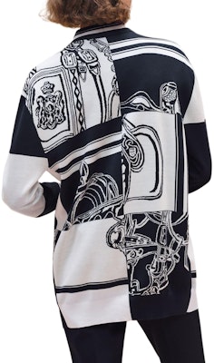 (W) エルメス SS24 ブラックカラーブロック Vネック ニットカーディガン. H4E2727D65H Lookbook (W) エルメス SS24 ブラックカラーブロック Vネック ニットカーディガン. H4E2727D65H