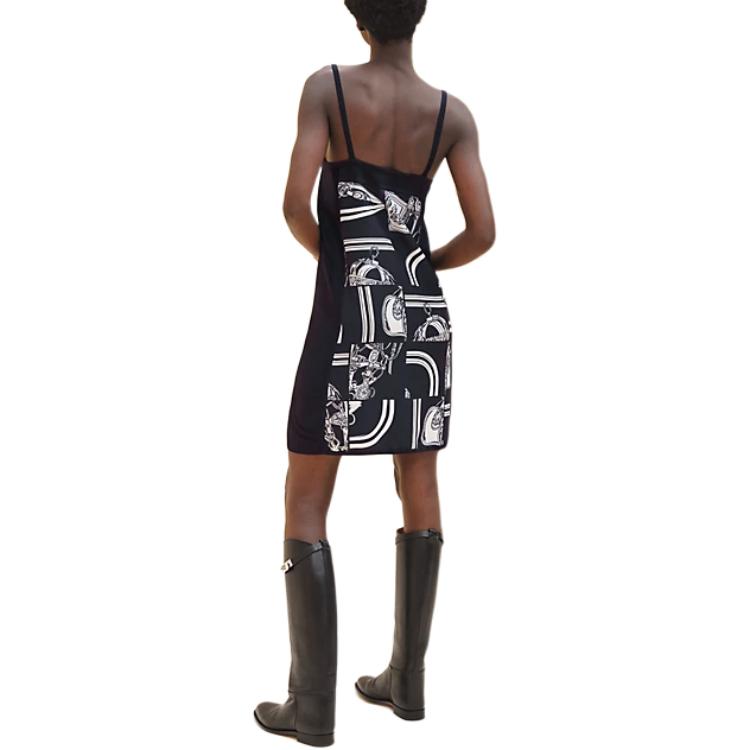 Lookbook (W) HERMES 2024幾何V領黑色短吊帶連衣裙 H4E2822DQ5H38