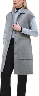 (Women) HERMES SS24 Grey Sleeveless Mid-Length Coat with Single-Breasted Design. H4H0101DA2C Order (Women) HERMES SS24 Grey Sleeveless Mid-Length Coat with Single-Breasted Design. H4H0101DA2C
