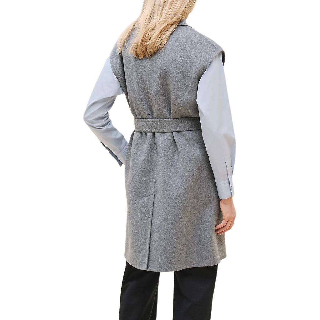 Lookbook (Women) HERMES SS24  Grey Sleeveless Mid-Length Coat with Single-Breasted Design. H4H0101DA2C
