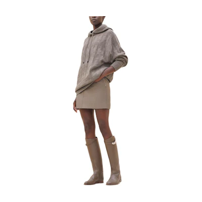(Women) HERMES SS24 Grey Solid Color Knit Pullover Hoodie. H4E2623D3DK