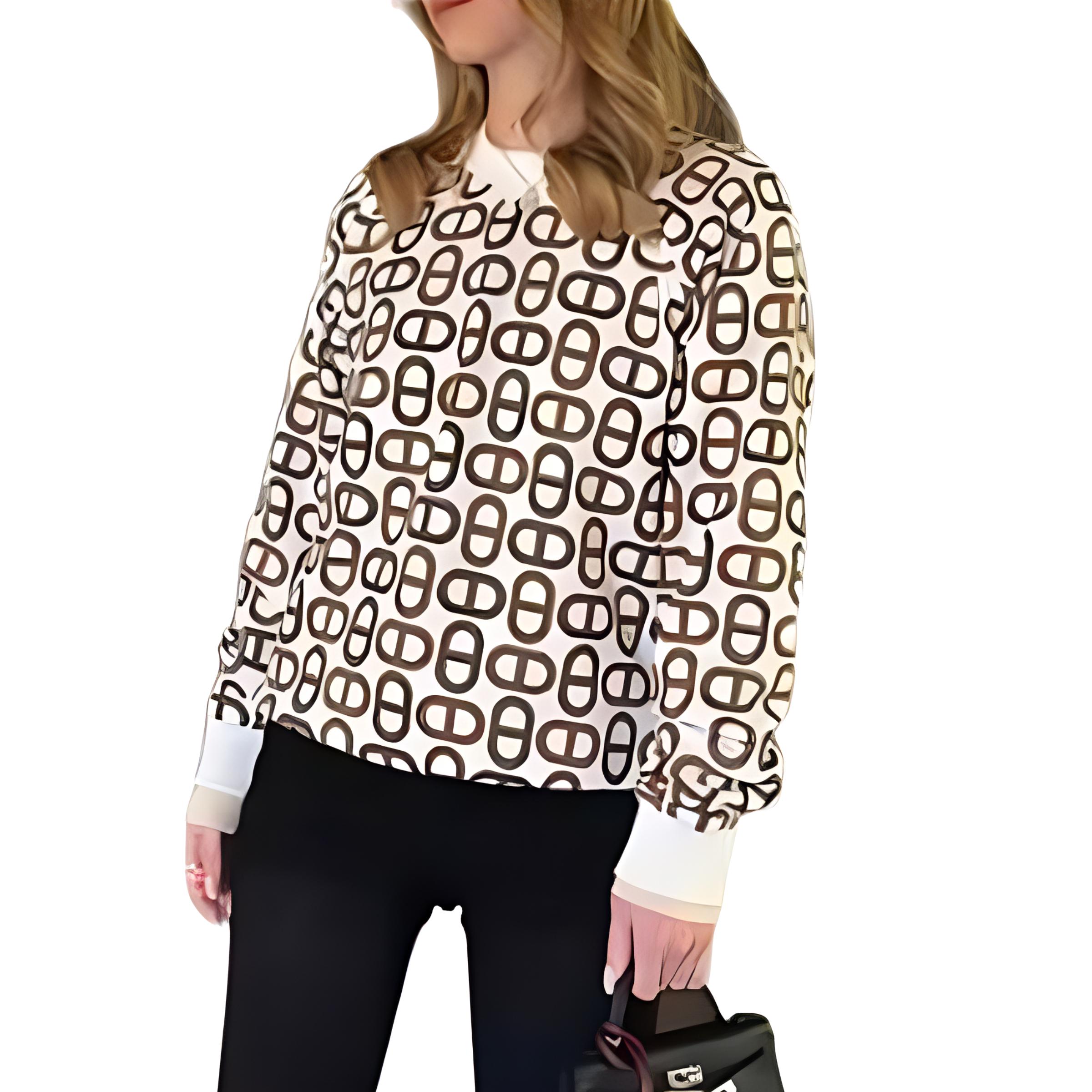 (Women) HERMES SS24  Logo Print Long-Sleeve Sweatshirt in Chestnut Brown. H4E4648DD1W