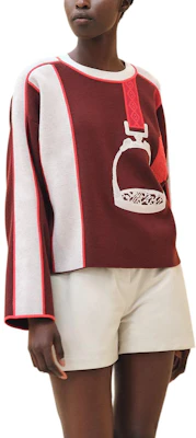 (W) HERMES SS24 Top Rojo de Rayas con Bordado de Estribo. H4E2653D5L1 Order (W) HERMES SS24 Top Rojo de Rayas con Bordado de Estribo. H4E2653D5L1