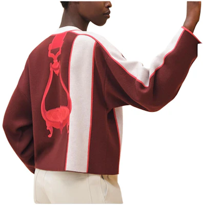 (W) HERMES SS24 Top Rojo de Rayas con Bordado de Estribo. H4E2653D5L1 Lookbook (W) HERMES SS24 Top Rojo de Rayas con Bordado de Estribo. H4E2653D5L1