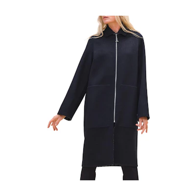 (Women) HERMES SS24 Solid Color Reversible Zipper Jacket - Blue H4E0191D9H5