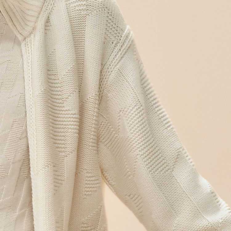(Women) HERMES SS24  White High-Neck Knit Sweater with Jacquard Solid Pattern. H4E2226D3A3 圖 6