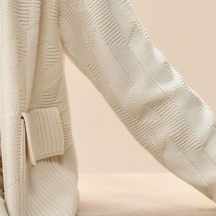 (Women) HERMES SS24  White High-Neck Knit Sweater with Jacquard Solid Pattern. H4E2226D3A3 圖 7