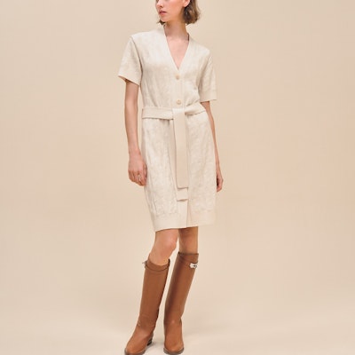 (Women) HERMES SS24 White Short-Sleeve Solid Mid-Length Casual Dress. H4E2522D3A3 Lookbook (Women) HERMES SS24 White Short-Sleeve Solid Mid-Length Casual Dress. H4E2522D3A3