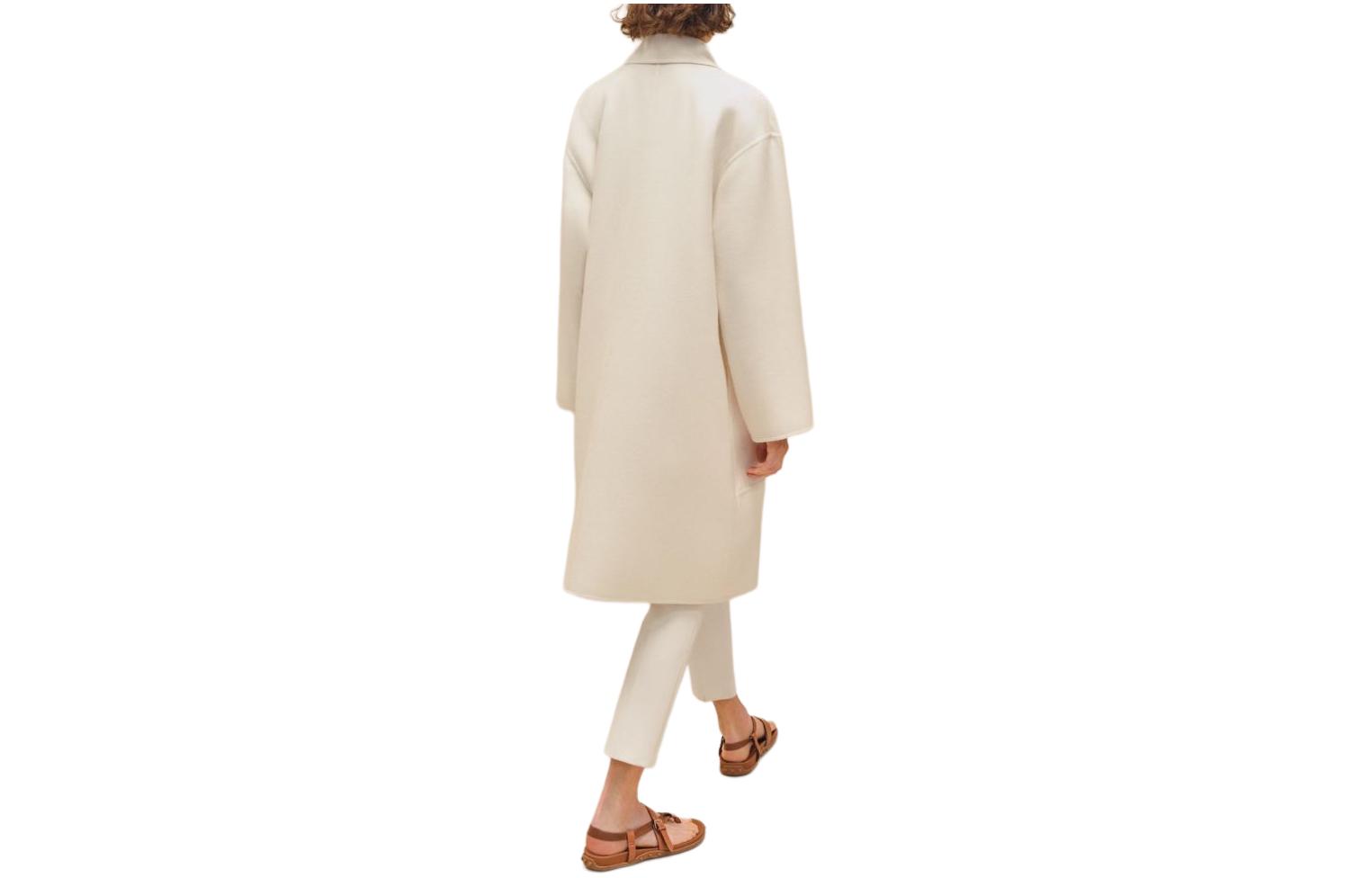 Lookbook (Women) HERMES SS24  White Solid Long Sleeve Mid-Length Coat. H4E0176DCA3