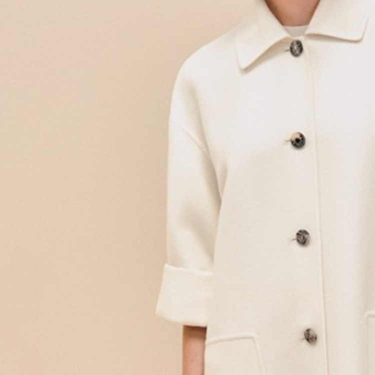 Purchase (Women) HERMES SS24  White Solid Long Sleeve Mid-Length Coat. H4E0176DCA3