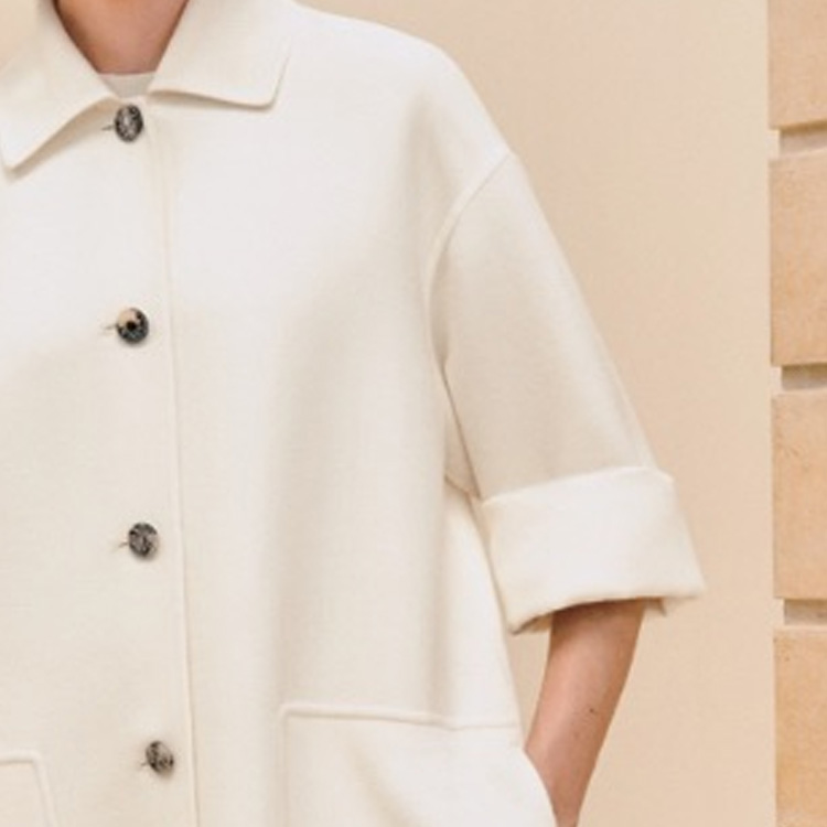 Details for (Women) HERMES SS24  White Solid Long Sleeve Mid-Length Coat. H4E0176DCA3