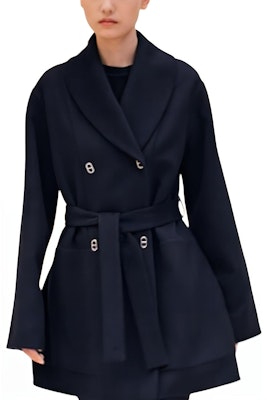 (Women) HERMES SS24 Double-Breasted Belted Navy Blue Long Sleeve Coat for Women. H4E0192D9H5 Order (Women) HERMES SS24 Double-Breasted Belted Navy Blue Long Sleeve Coat for Women. H4E0192D9H5