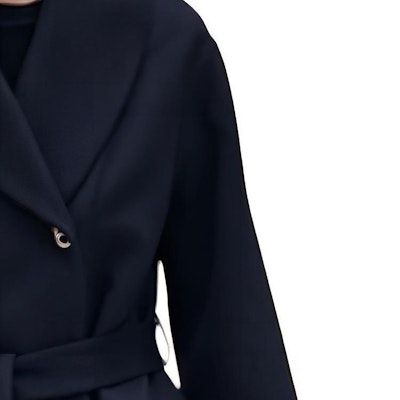 (Women) HERMES SS24 Double-Breasted Belted Navy Blue Long Sleeve Coat for Women. H4E0192D9H5 1