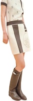 (Women) HERMES SS24 Embroidered Ribbed Trim Casual Skirt Beige Fashion H4E2323D51P36 (Women) HERMES SS24 Embroidered Ribbed Trim Casual Skirt Beige Fashion H4E2323D51P36