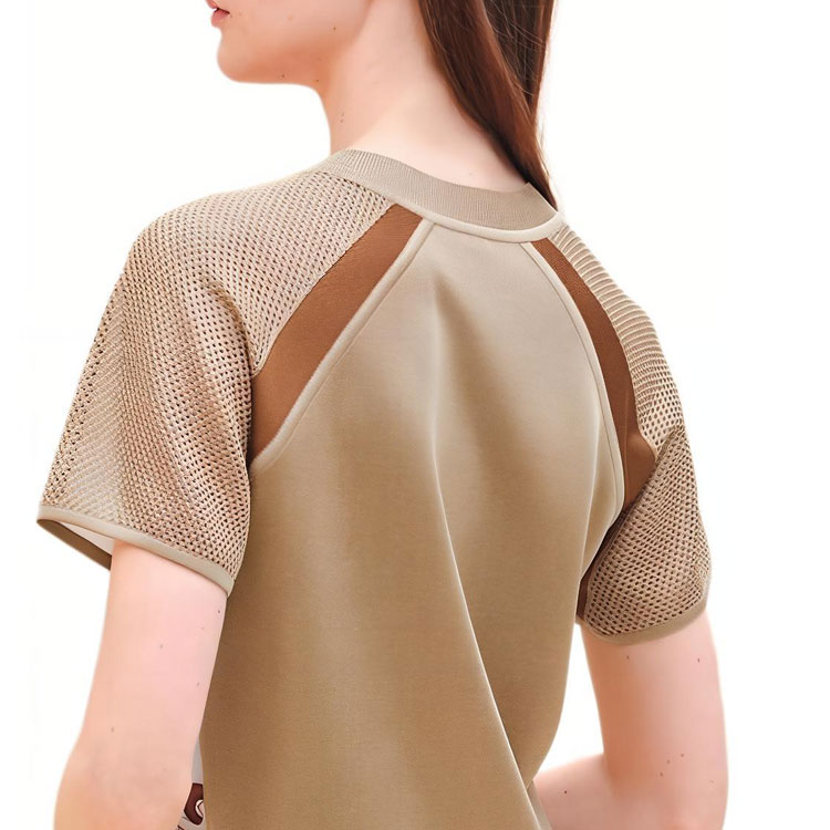 (Women) HERMES SS24 Pattern Print Mesh Crew Neck T-Shirt Women Pearl White H4E2828DVTL 圖 6