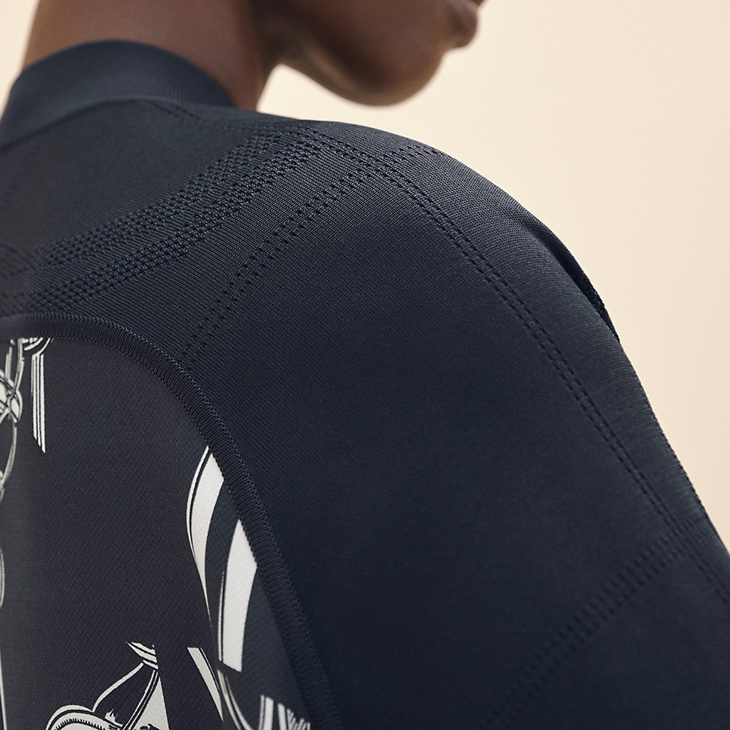 Purchase (Women) HERMES SS24 Patterned Belted Knit Midi Dress  Black Blue H4E2831DQ5H