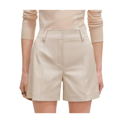 (Women) HERMES SS25 Beige Double Stretch Twill Cotton Casual Shorts. H4H0405DQIX