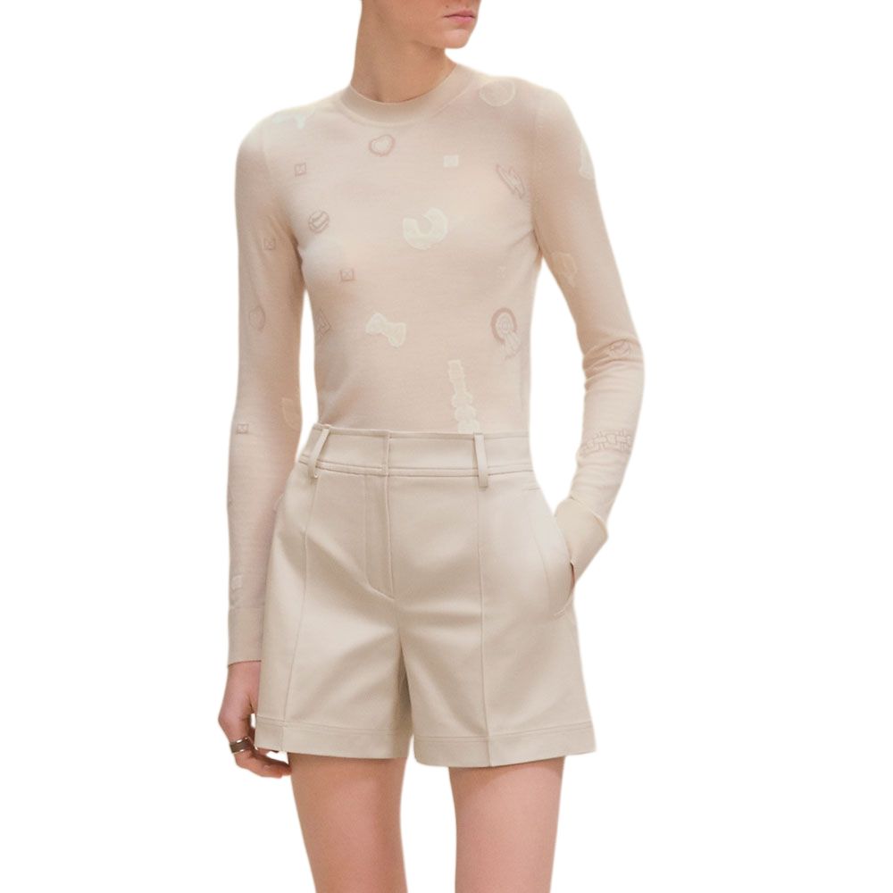 Shop (Women) HERMES SS25  Beige Double Stretch Twill Cotton Casual Shorts. H4H0405DQIX