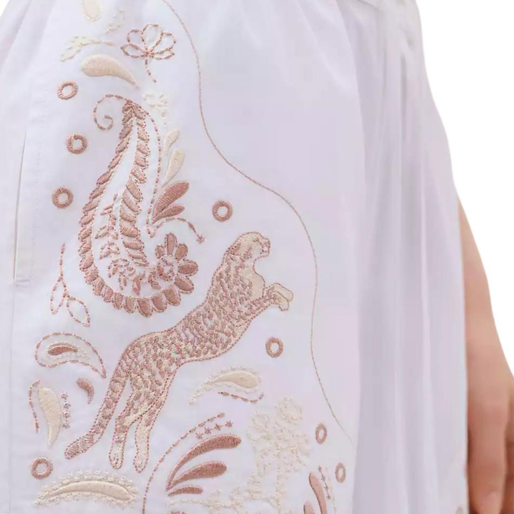 Purchase (Women) HERMES SS25  White Embroidered Elastic Waist Shorts - Casual Beachwear. H5E3421DA90