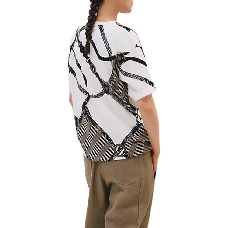 (Women) HERMES SS25  White Printed Cotton Jersey T-Shirt Spring Summer Collection H5E4622DE91 圖 3
