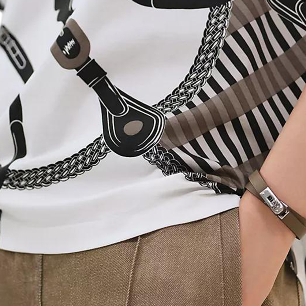 (Women) HERMES SS25  White Printed Cotton Jersey T-Shirt Spring Summer Collection H5E4622DE91 圖 4