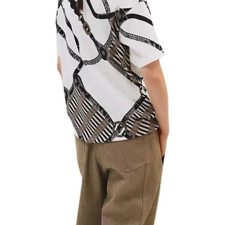 (Women) HERMES SS25  White Printed Cotton Jersey T-Shirt Spring Summer Collection H5E4622DE91 圖 5