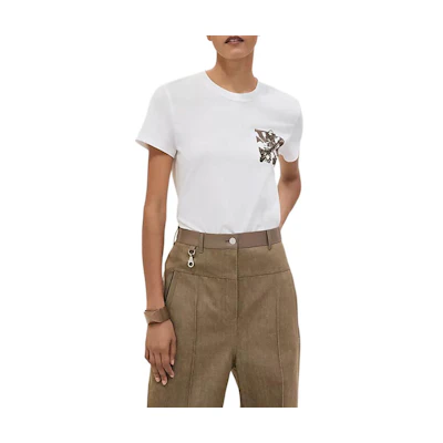 (Women) HERMES SS25 White Short-Sleeve Round-Neck T-Shirt H5E4634DA90
