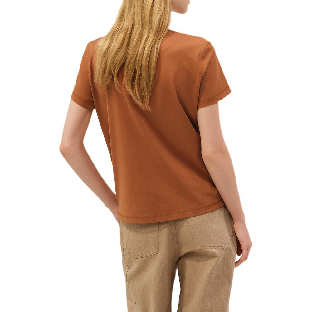 Lookbook (W) HERMES SS25 Musim Semi Musim Panas Kaos Crewneck Coklat Katun. H4H4615DA1W