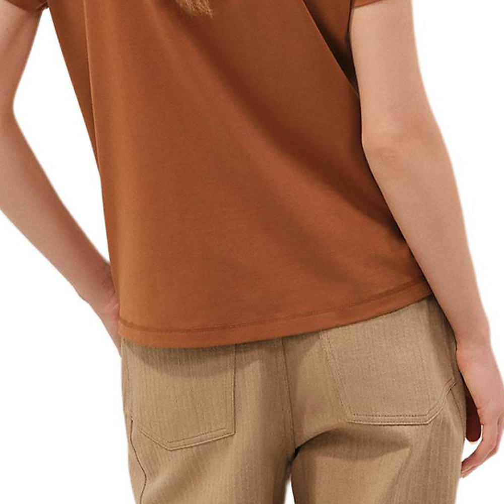 Details for (W) HERMES SS25 Musim Semi Musim Panas Kaos Crewneck Coklat Katun. H4H4615DA1W