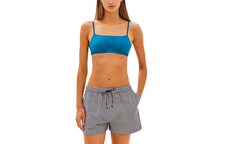 (Women) HERMES Striped Seersucker Beach Shorts Gray H1E3400DA5H