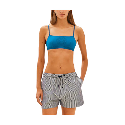 (Women) HERMES Striped Seersucker Beach Shorts Gray H1E3400DA5H