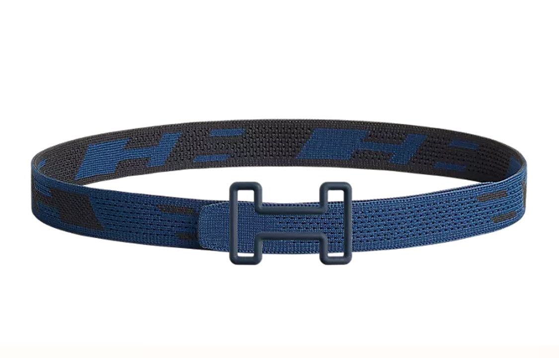 (Women) HERMES Stylish Embroidered Nylon Belt for Women Blue 3.2cm Wide. H081755CLAF H010452UAAAM