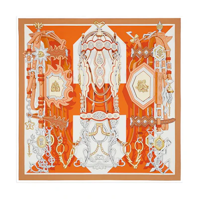 (Women) HERMES Stylish Versatile Reins of Destiny Printed Silk Scarf for Women. H003967S-10