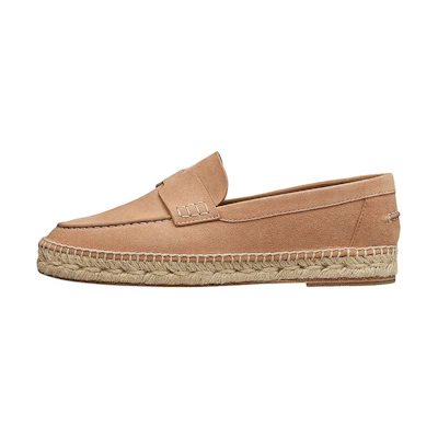 (W) HERMES Suede and Woven Leather Flat 'Brown'