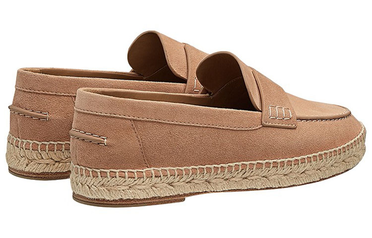 (W) HERMES Suede and Woven Leather Flat 'Brown' 圖 3