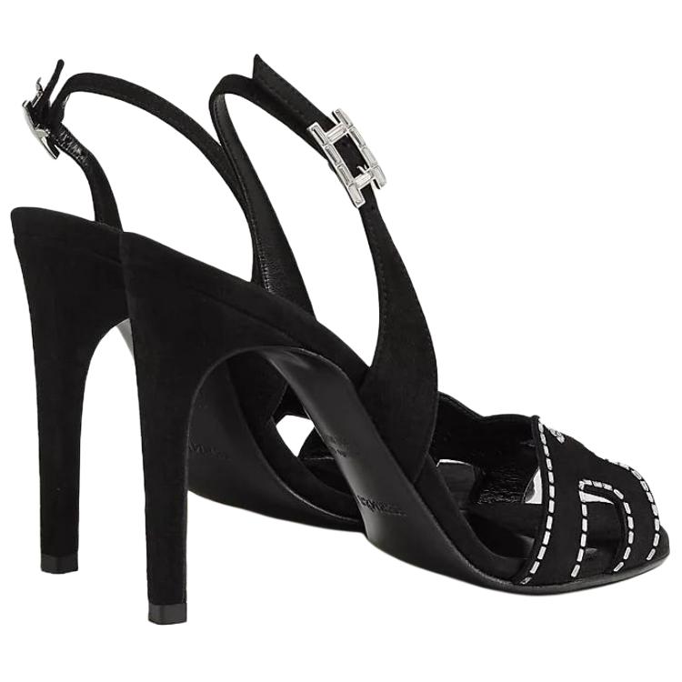 (W) HERMES Suede CMFTable Slide Sandals 'Black' 圖 4