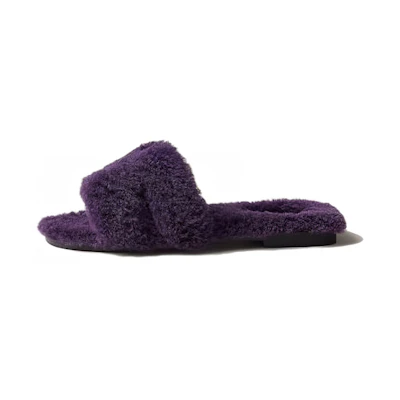 (W) HERMES Suede Flat Slide Sandals 'Violet'