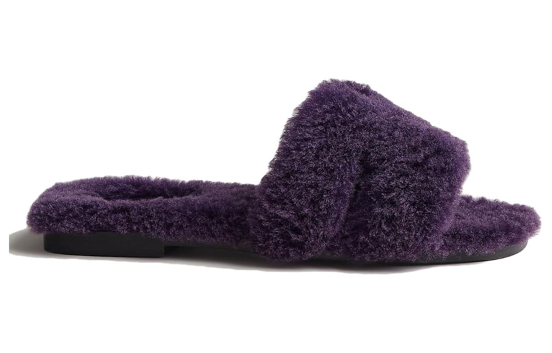 (W) HERMES Suede Flat Slide Sandals 'Violet' 圖 2