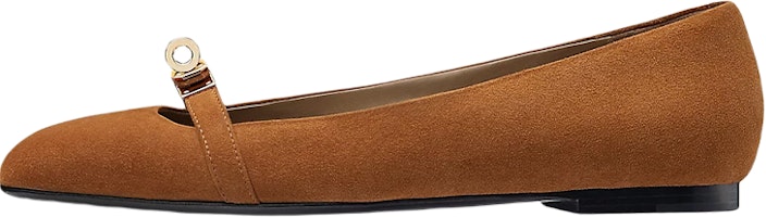 (Women) HERMES Suede Goatskin Ballet Flats 'Brown' H202101Z-Y4 (Women) HERMES Suede Goatskin Ballet Flats 'Brown' H202101Z-Y4