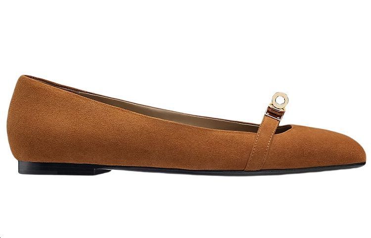 Order (Women) HERMES Suede Goatskin Ballet Flats 'Brown' H202101Z-Y4