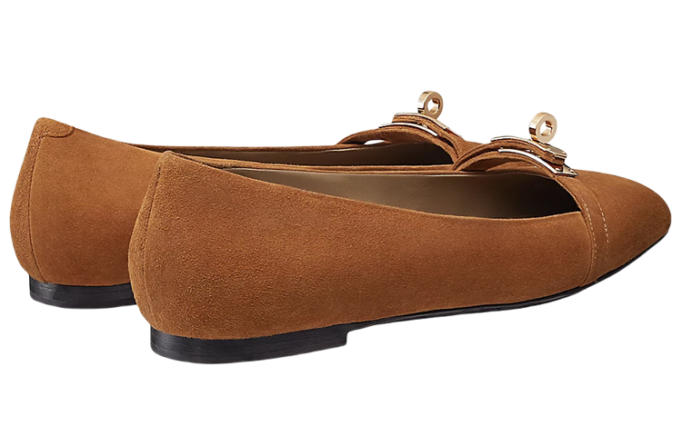 Shop (Women) HERMES Suede Goatskin Ballet Flats 'Brown' H202101Z-Y4