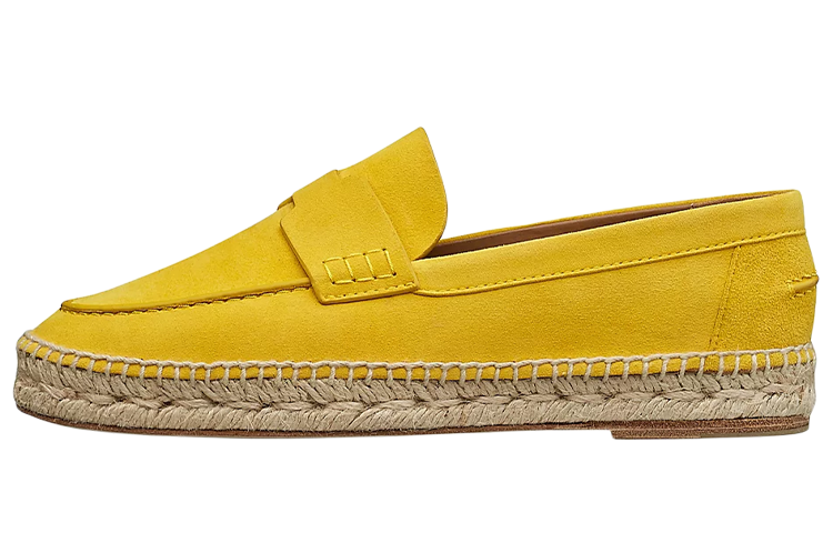 (Women) HERMES Suede Goatskin Espadrilles 'Yellow' H211138Z-3H