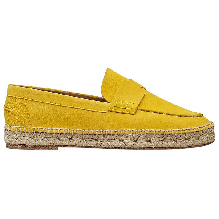 Order HERMES 愛馬仕 絨面山羊皮 草編平底鞋 女款 黃色